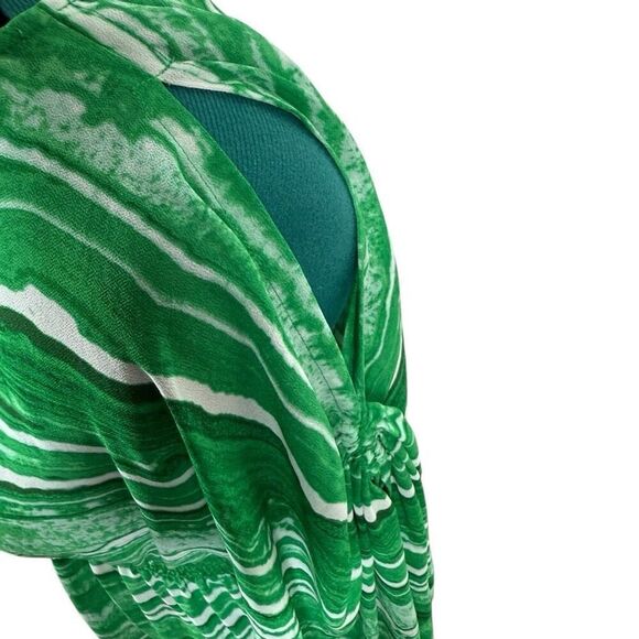 Michael Kors Green and White Flowy Top- Size S/M - Picture 5 of 10